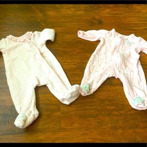 2 Carters baby girl one piece sleepers - 3mo - excellent condition